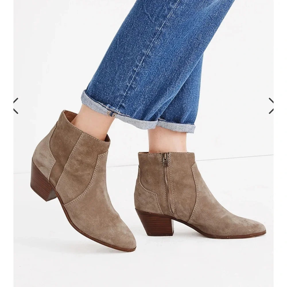 Madewell | The Western Boot in Suede, Low Heel, Size 9